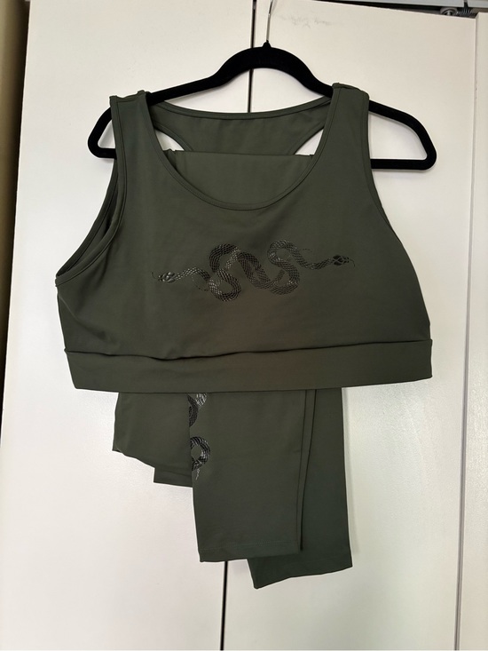 Disturbia Other - Disturbia Olive Green Snake Print Active Set
